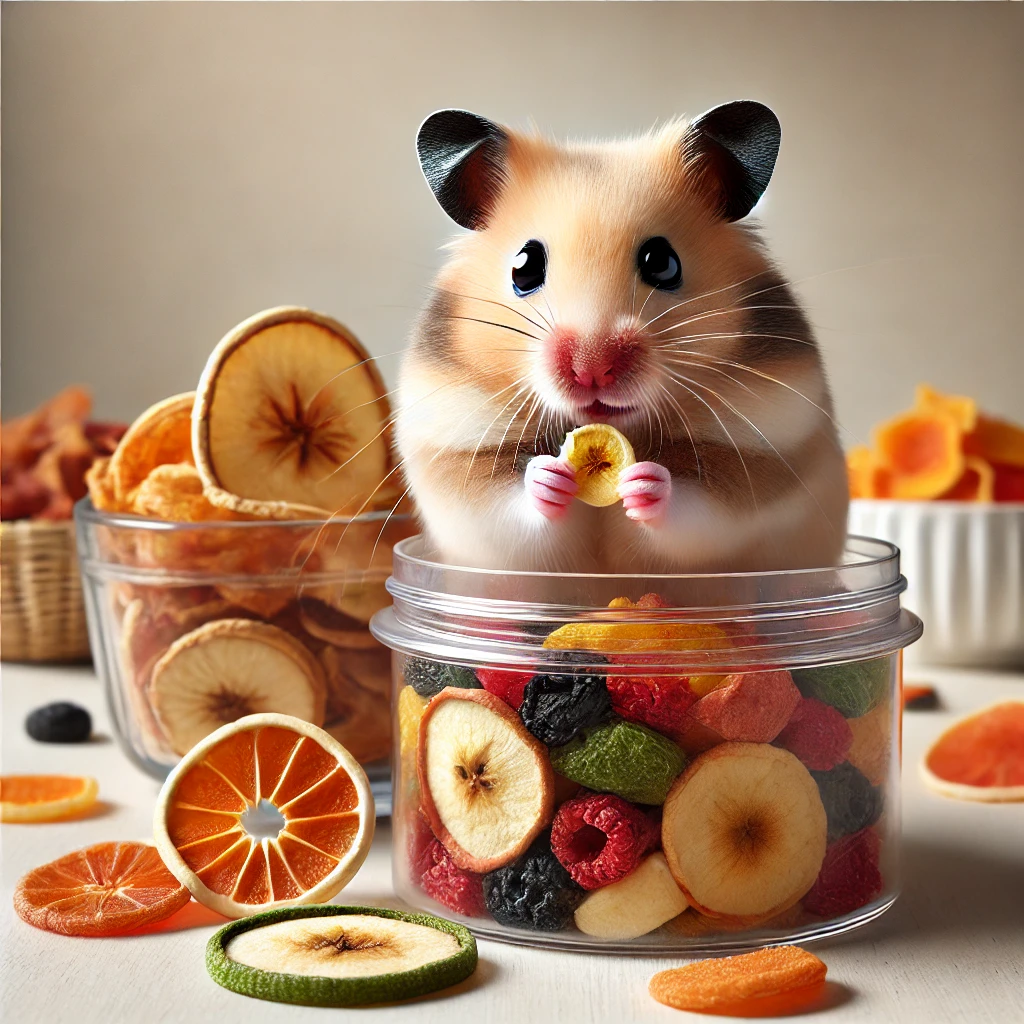 hamster eating Dried Fruit Mix