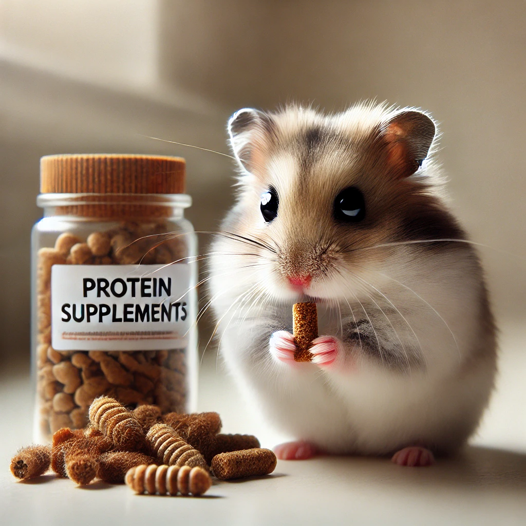 hamster eating Commercial Protein Supplements