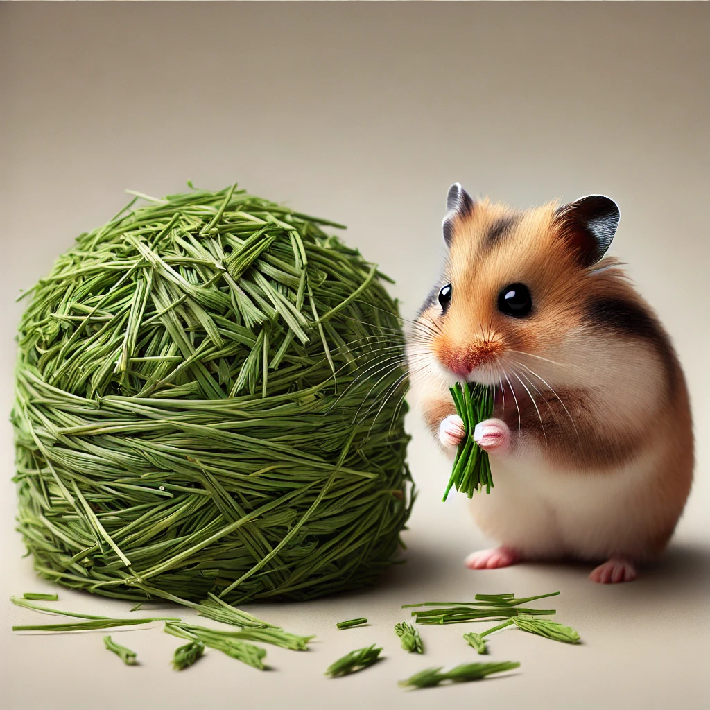 hamster eating Timothy Hay