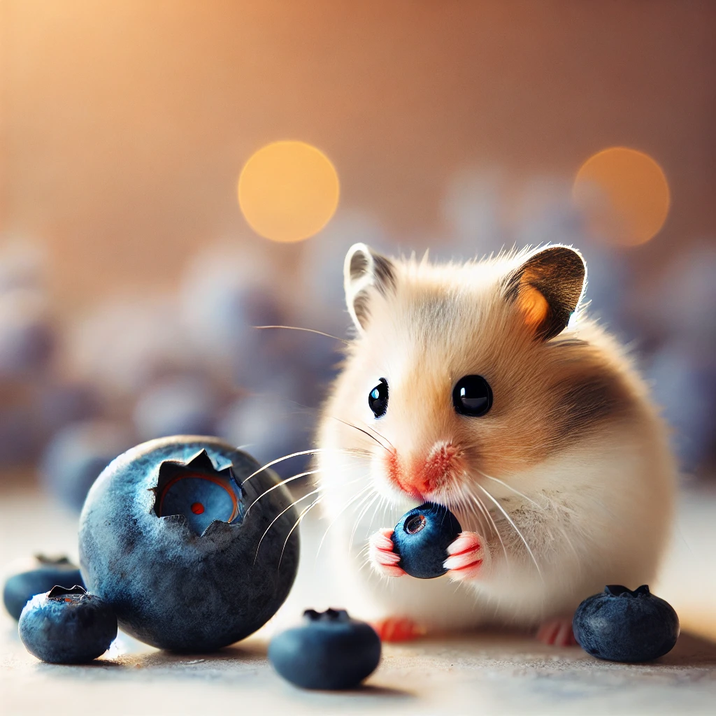 hamster eating Blueberry