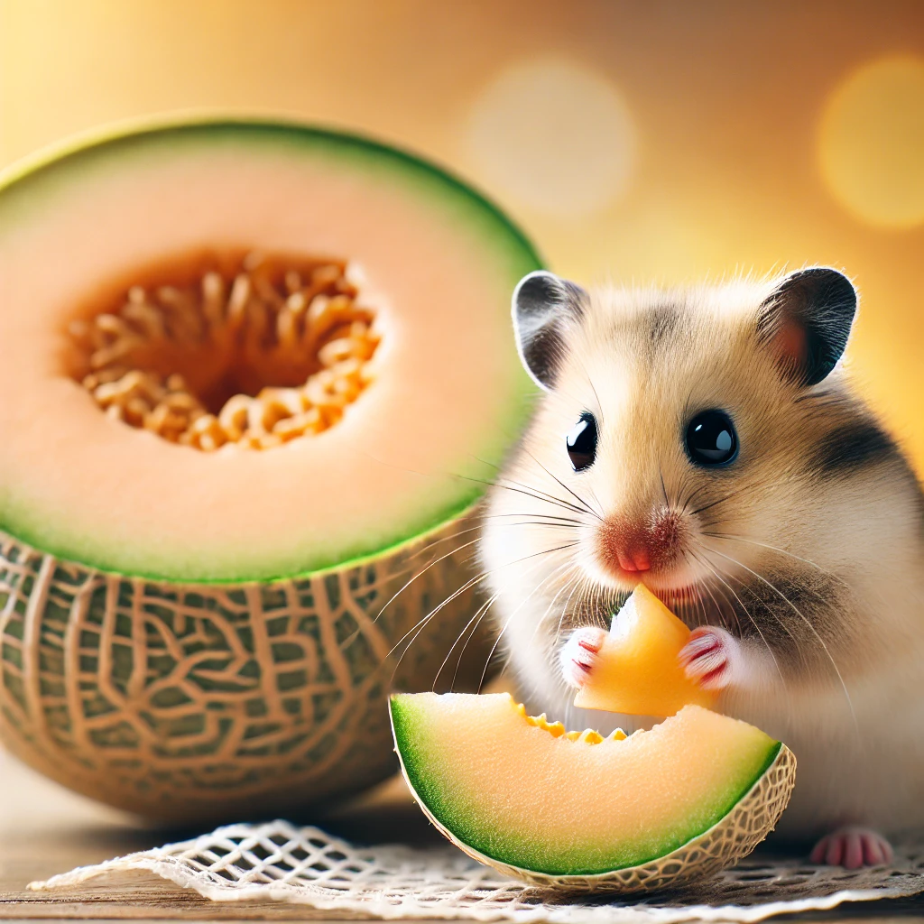 hamster eating Cantaloupe