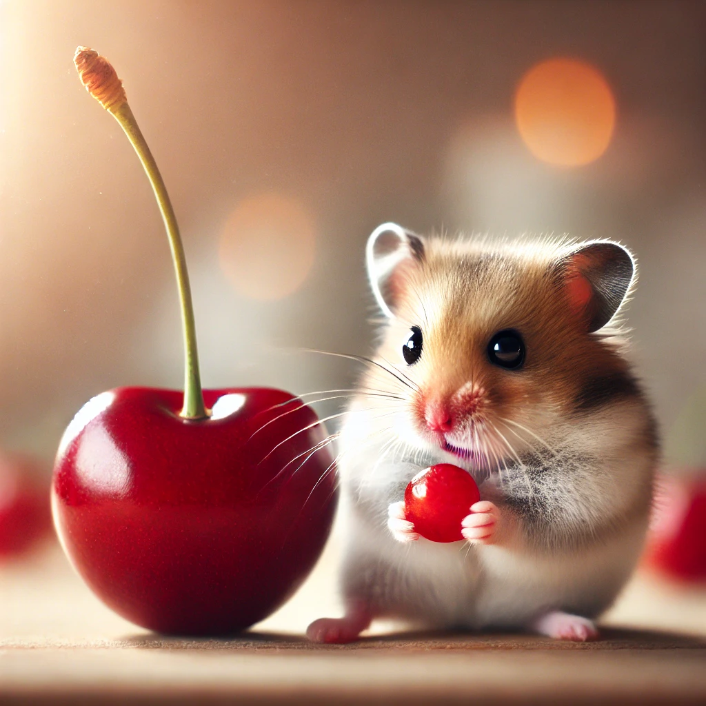 hamster eating Cherry