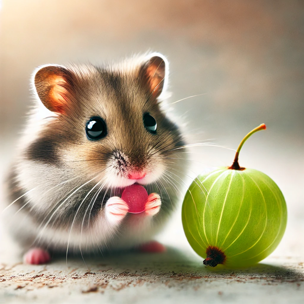 hamster eating Gooseberry