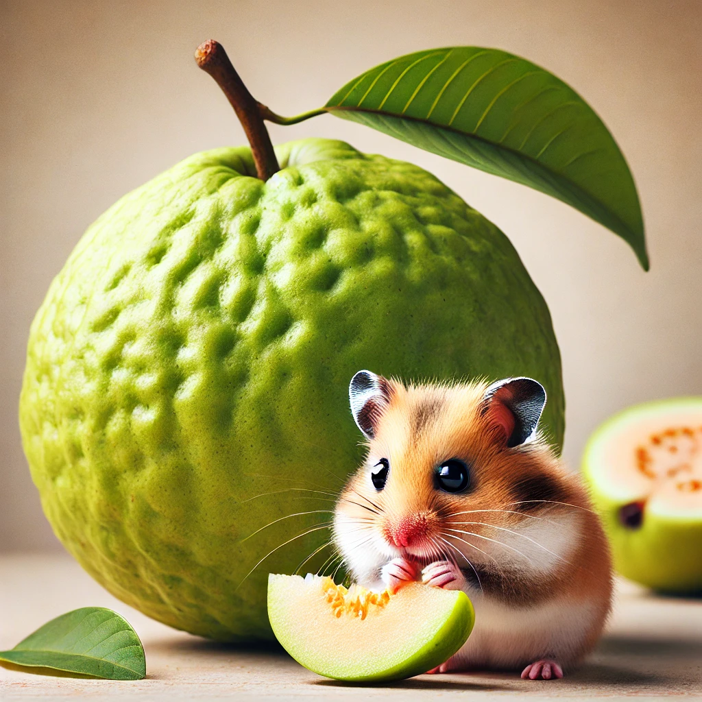 hamster eating Guava