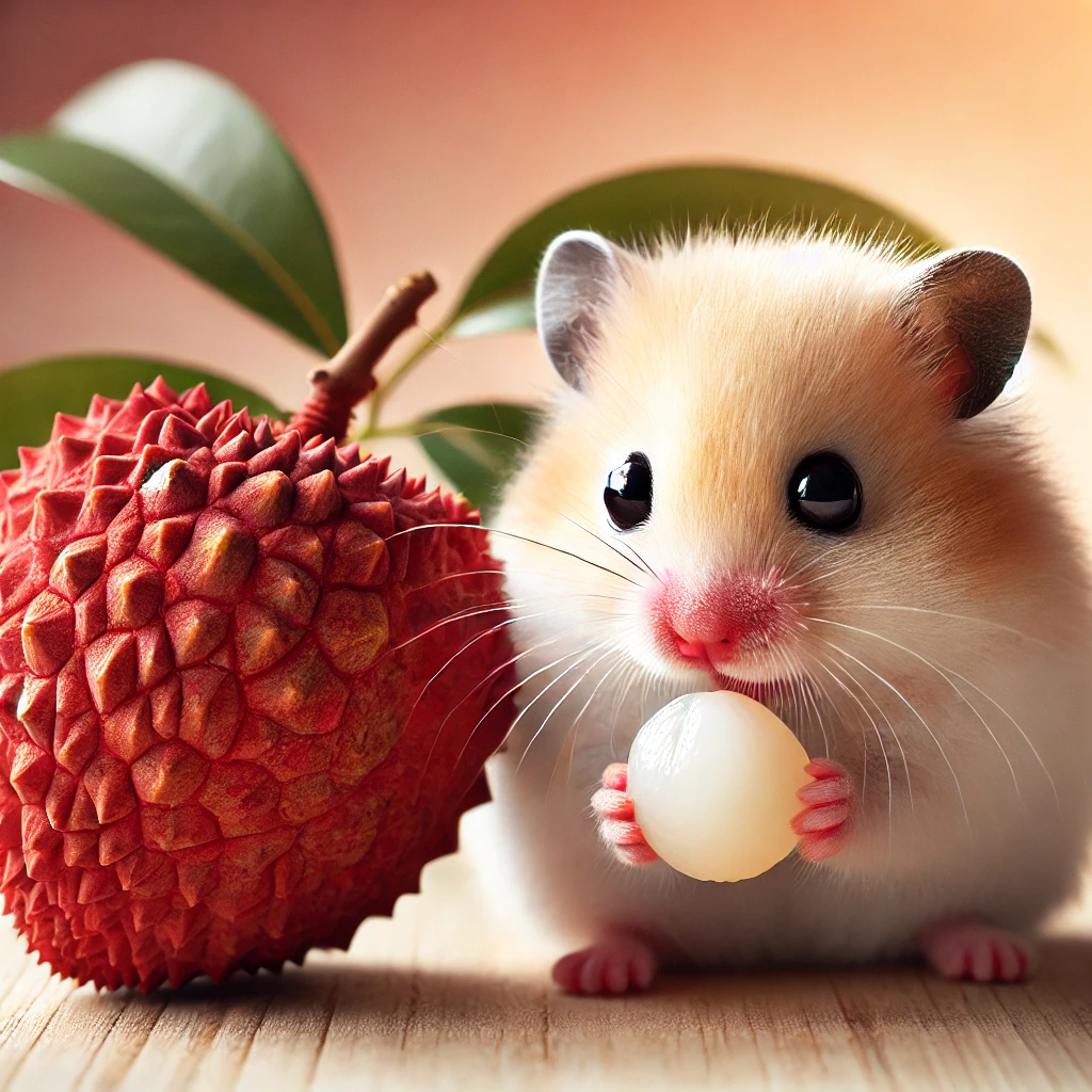 hamster eating Lychee