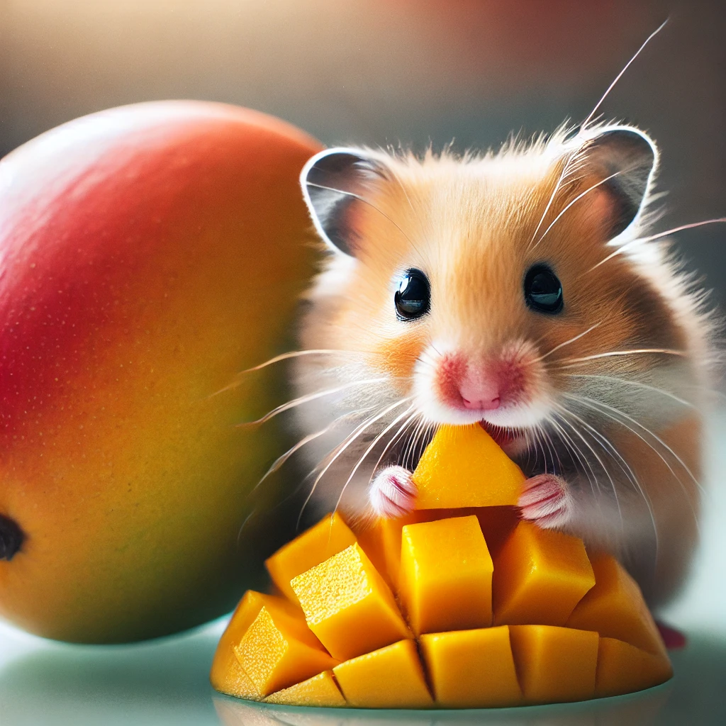 hamster eating Mango