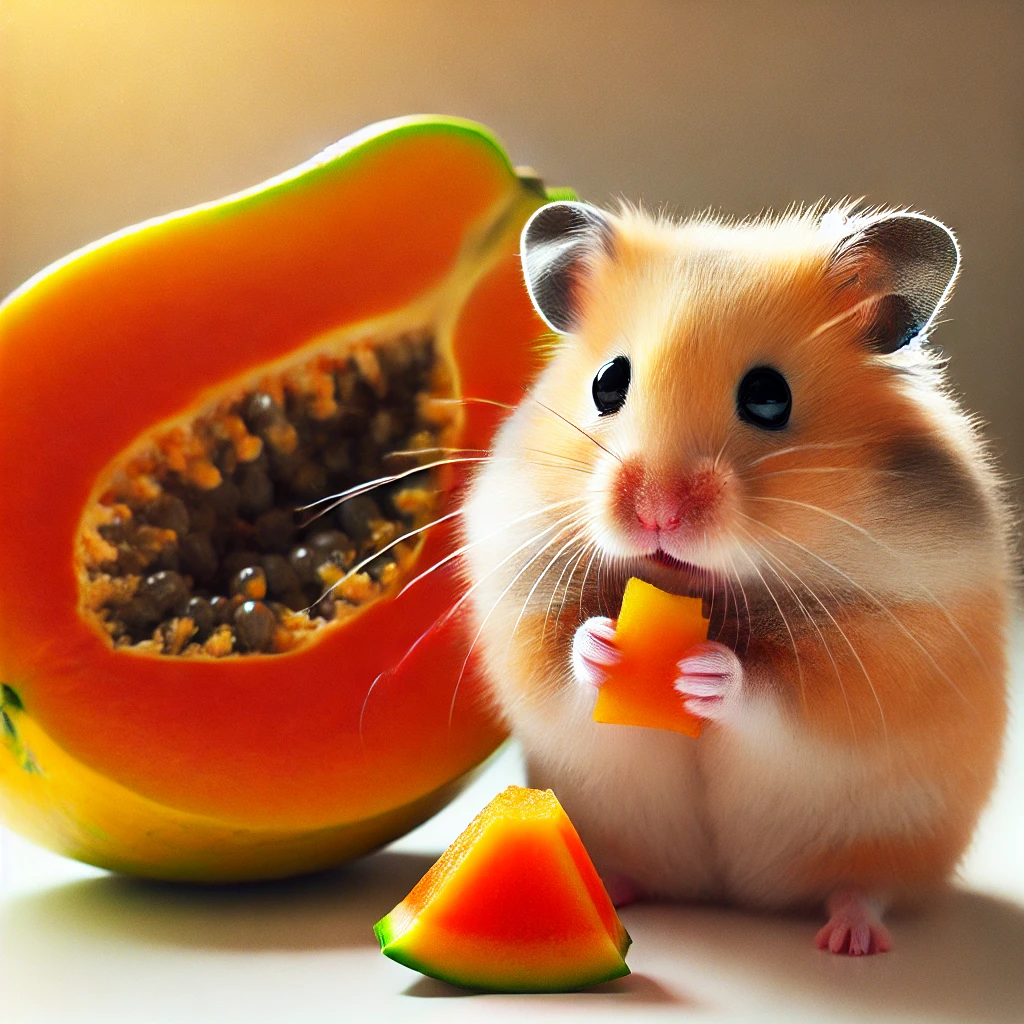hamster eating Papaya