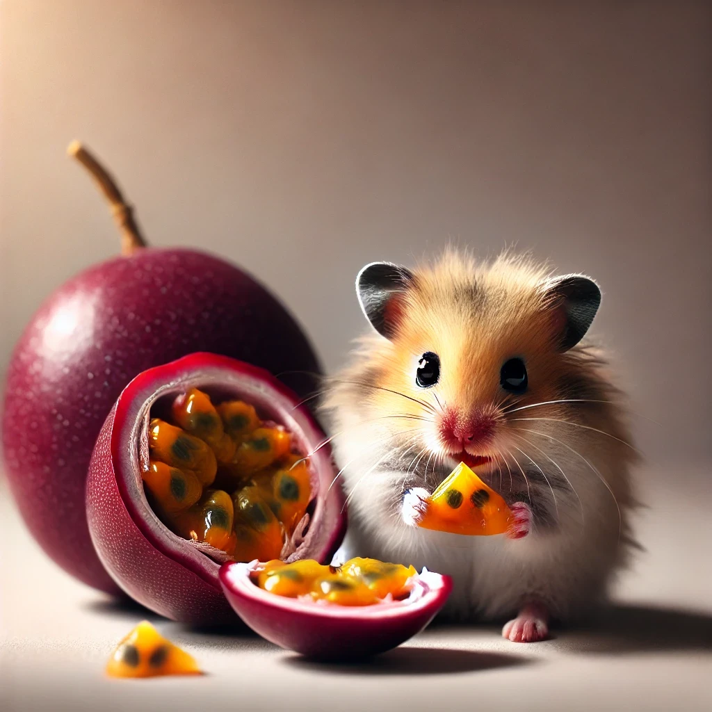 hamster eating Passion Fruit
