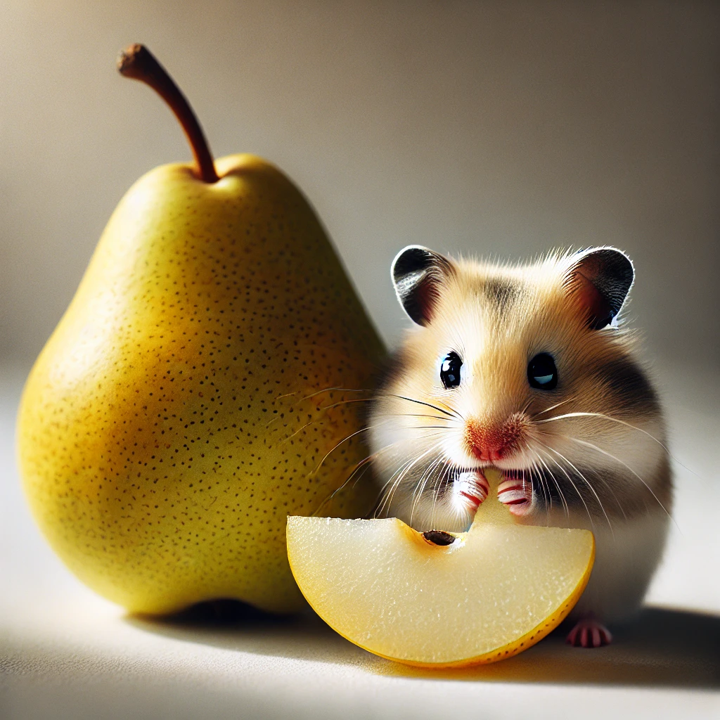 hamster eating Pear