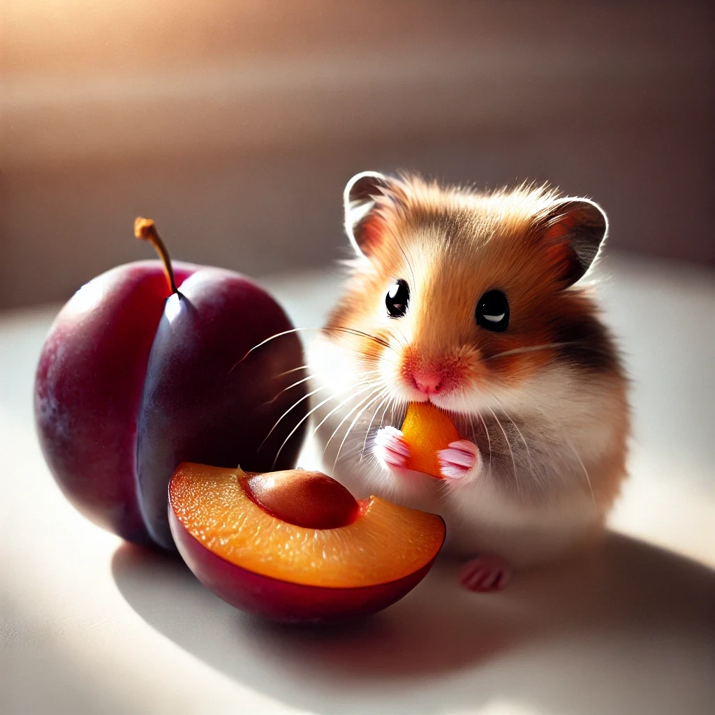 hamster eating Plum
