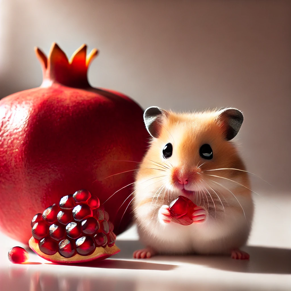 hamster eating Pomegranate