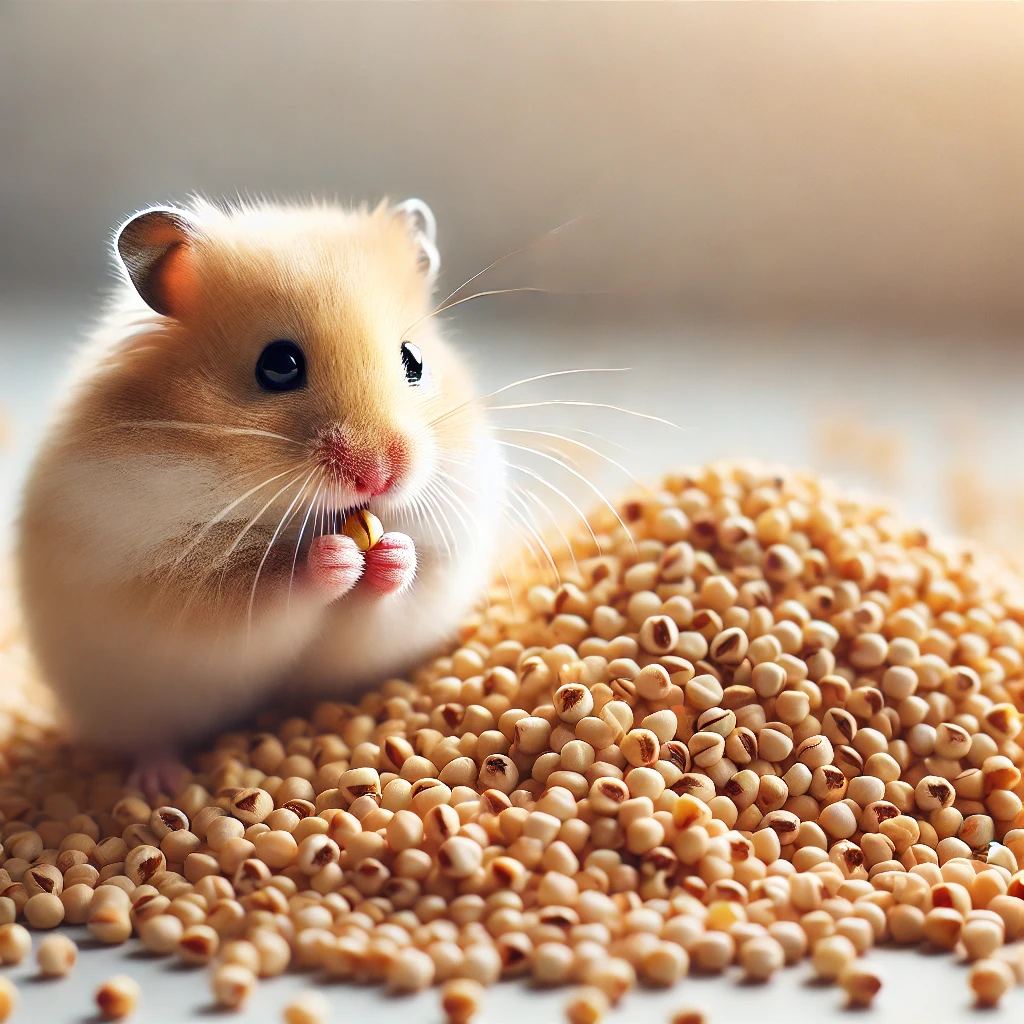 hamster eating Amaranth