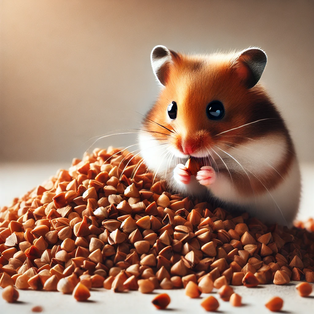 hamster eating Buckwheat