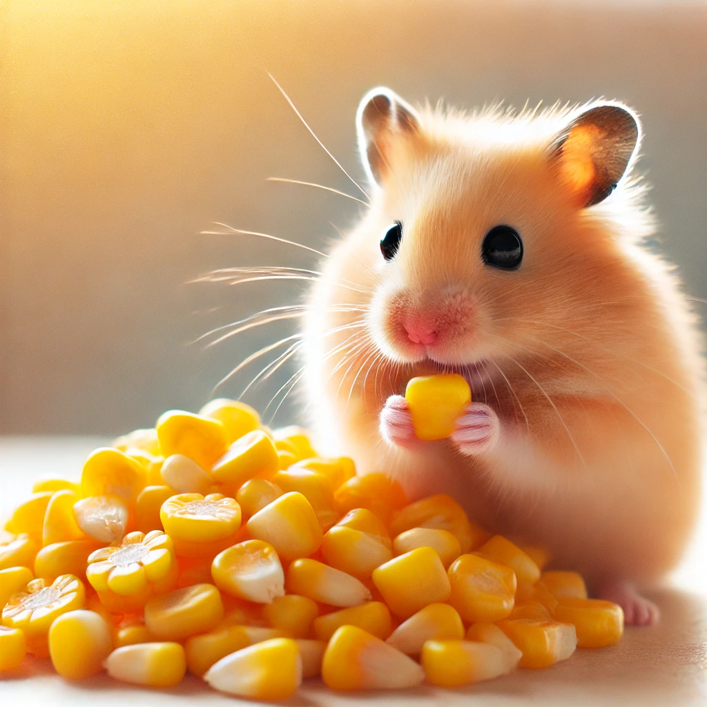 hamster eating Corn Kernels