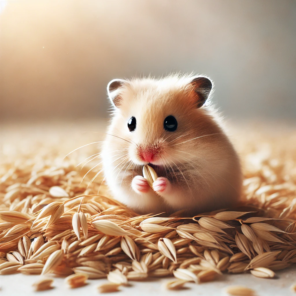 hamster eating Oats