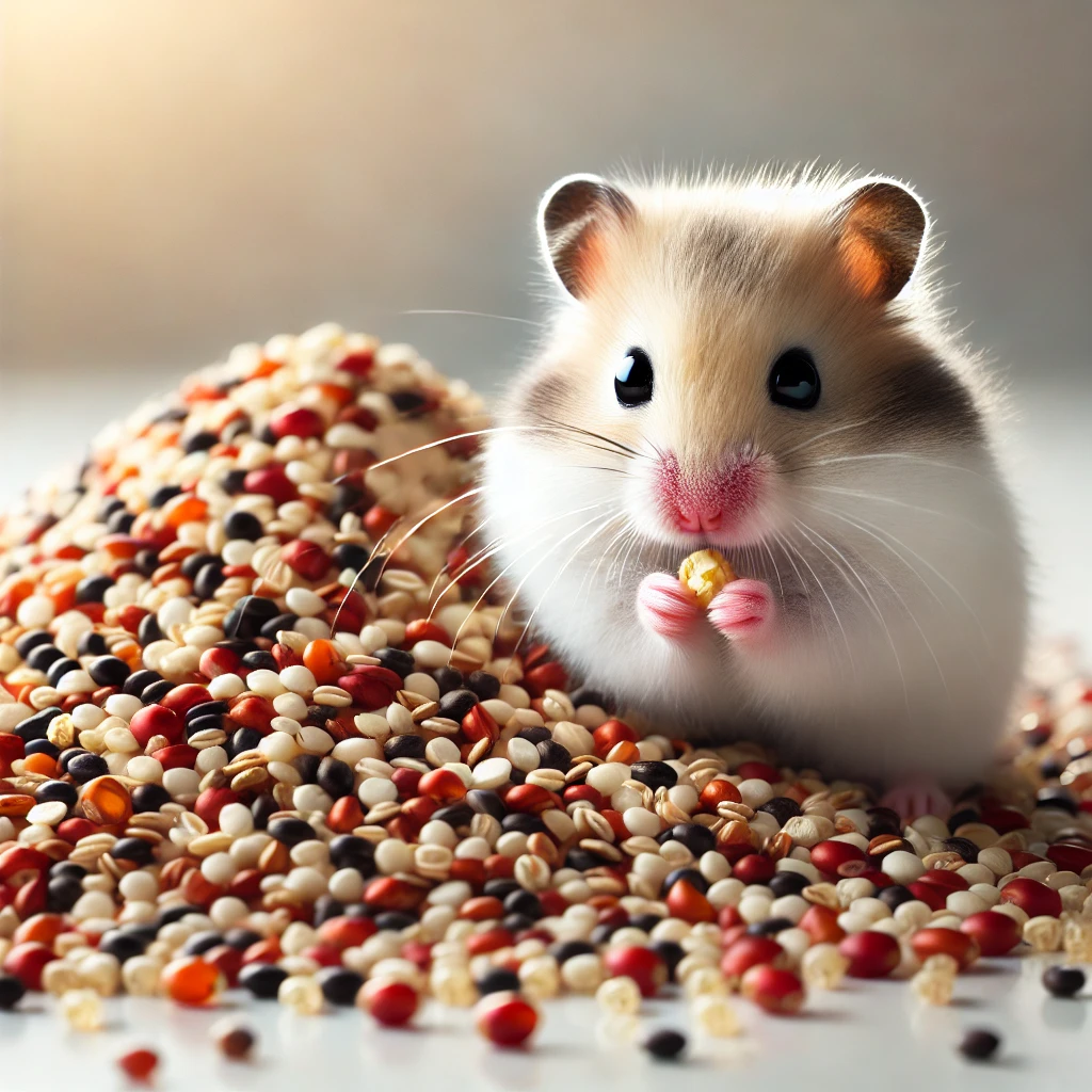 hamster eating Quinoa