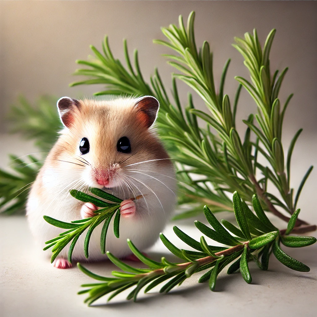 hamster eating Rosemary