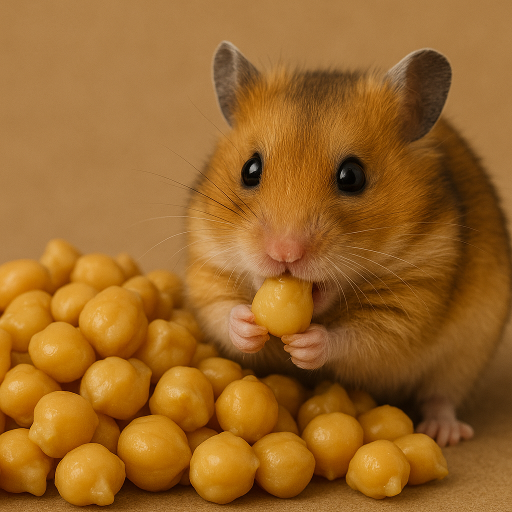 hamster eating Garbanzo Beans