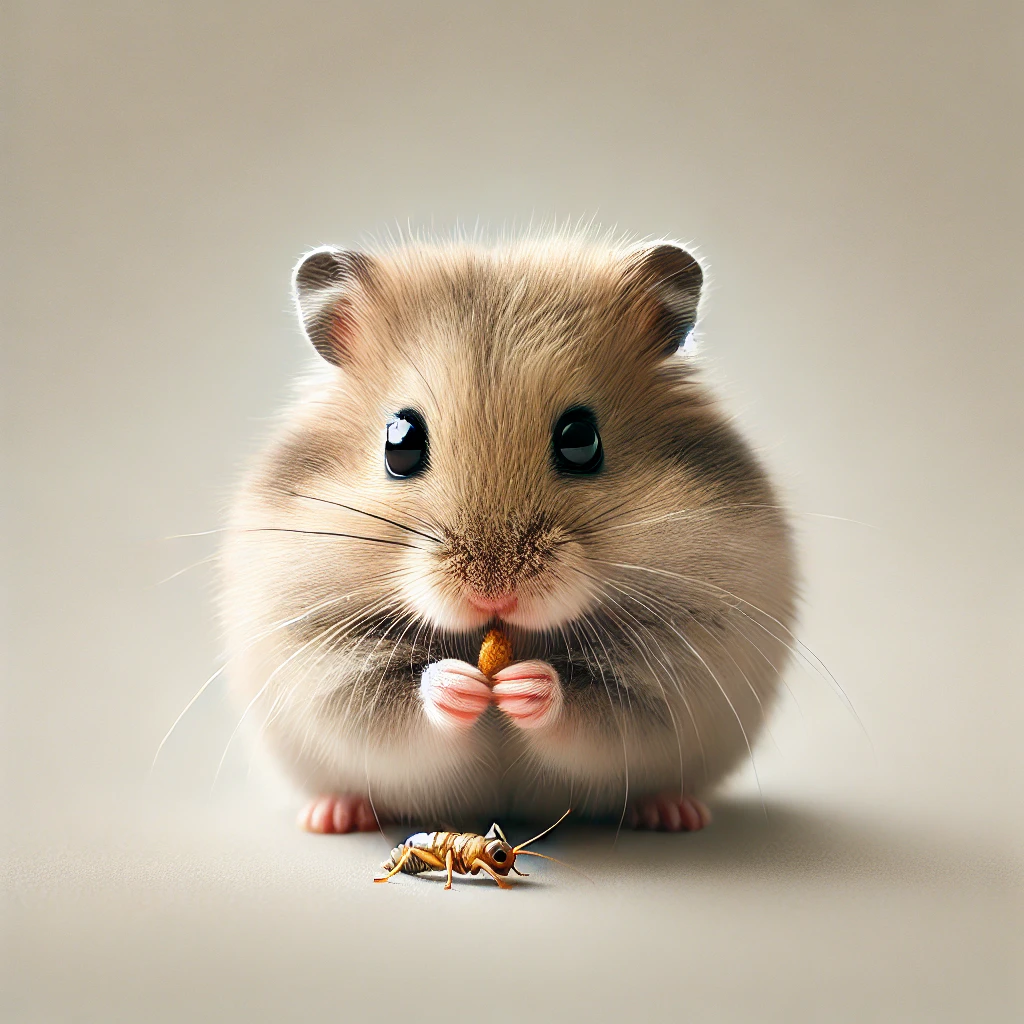 hamster eating Crickets