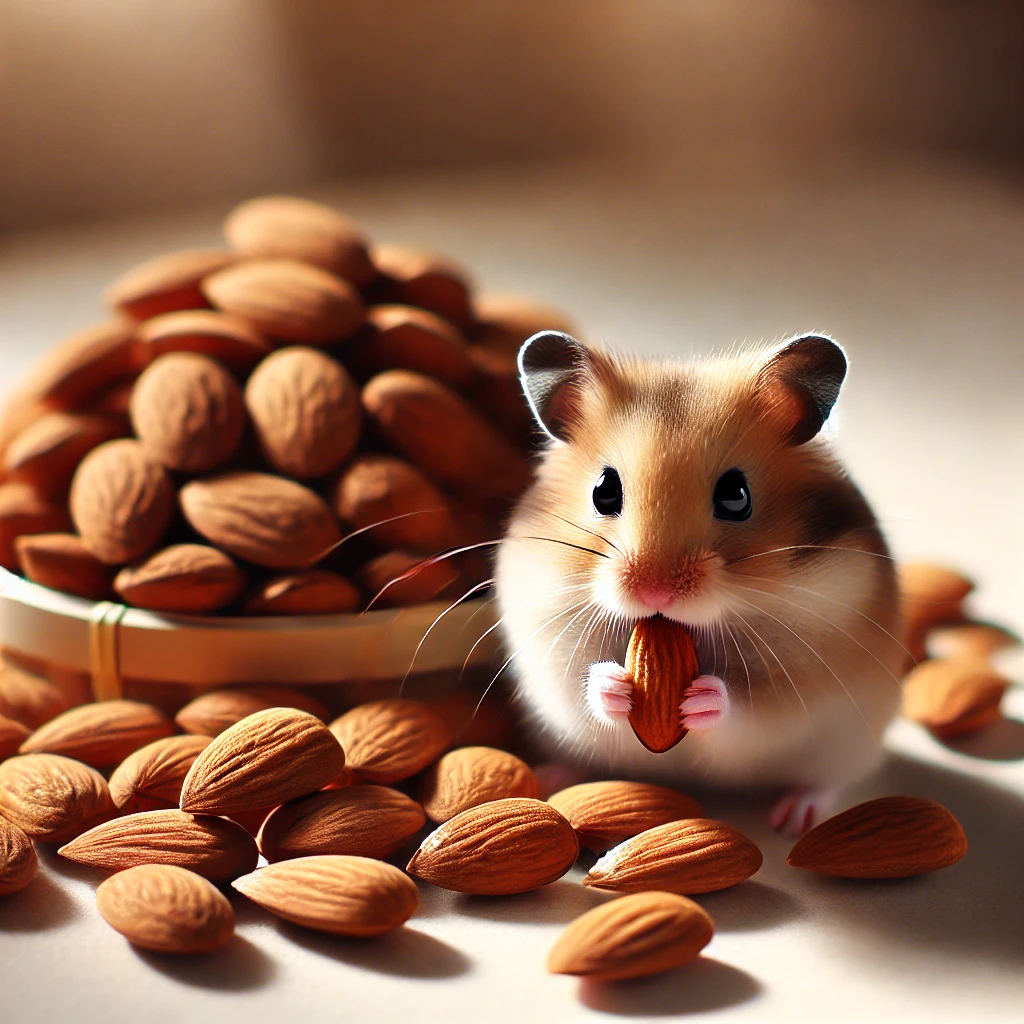 hamster eating Almonds
