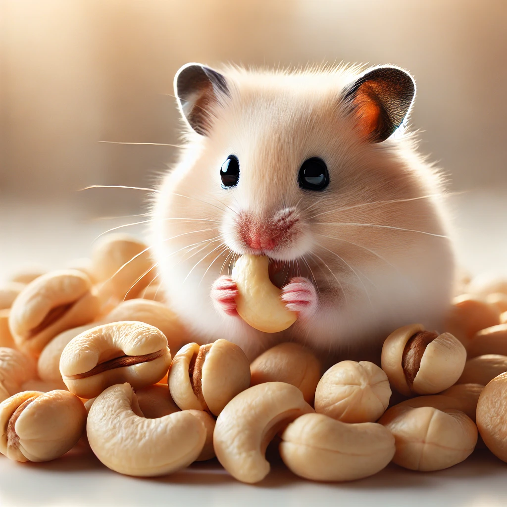 hamster eating Cashews