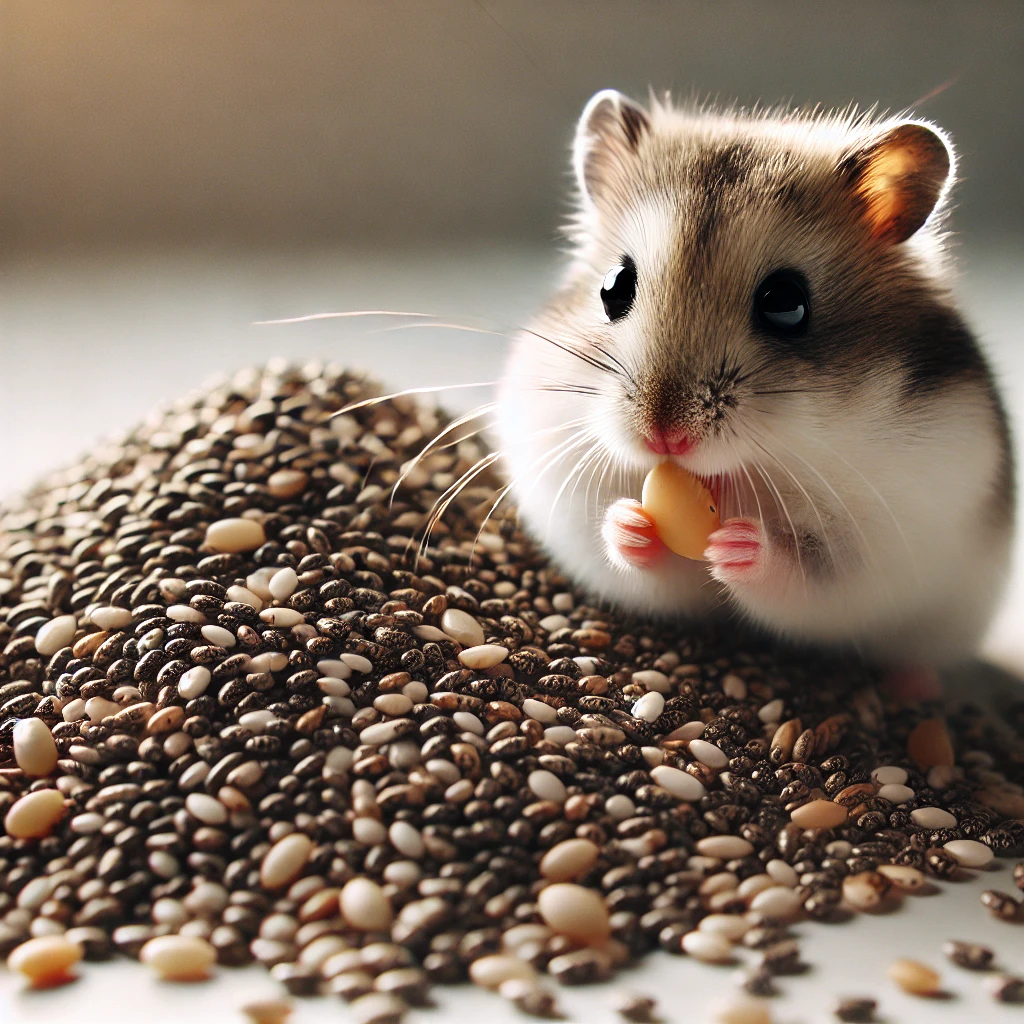 hamster eating Chia Seeds