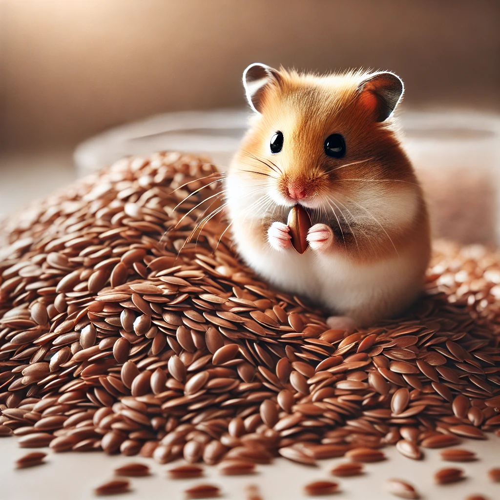 hamster eating Flax Seeds