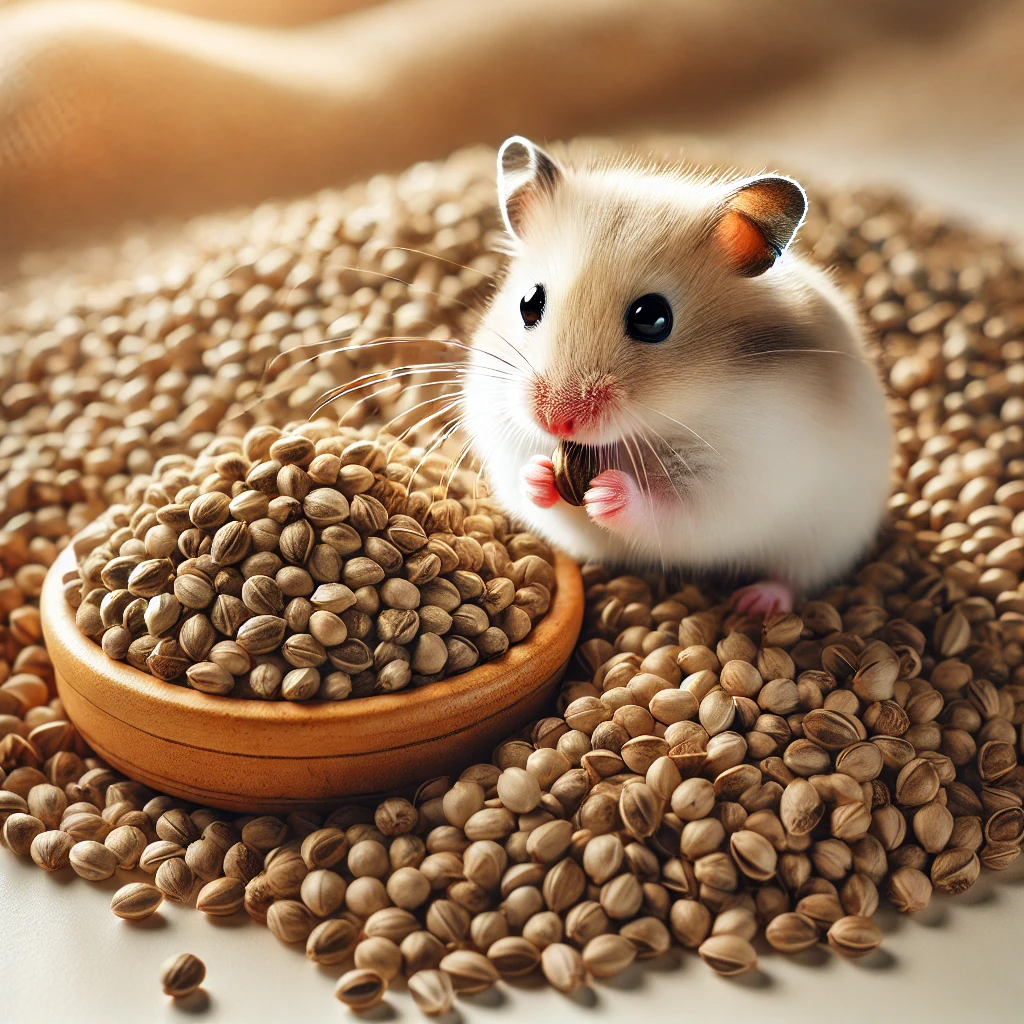 hamster eating Hemp Seeds