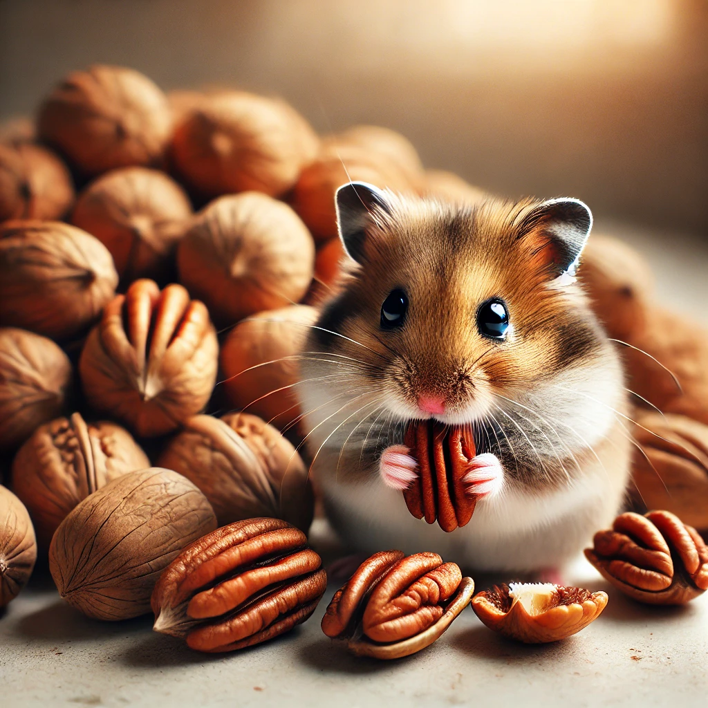 hamster eating Pecans