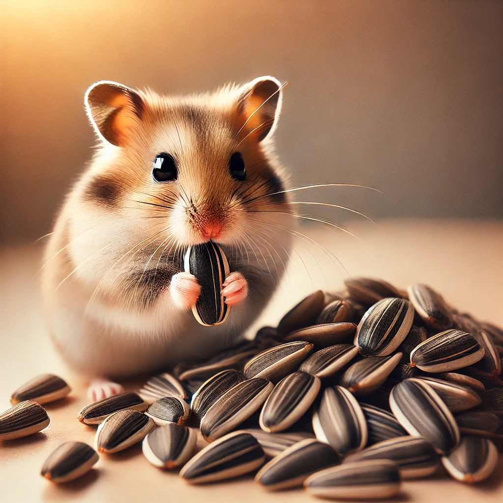 hamster eating Sunflower Seeds