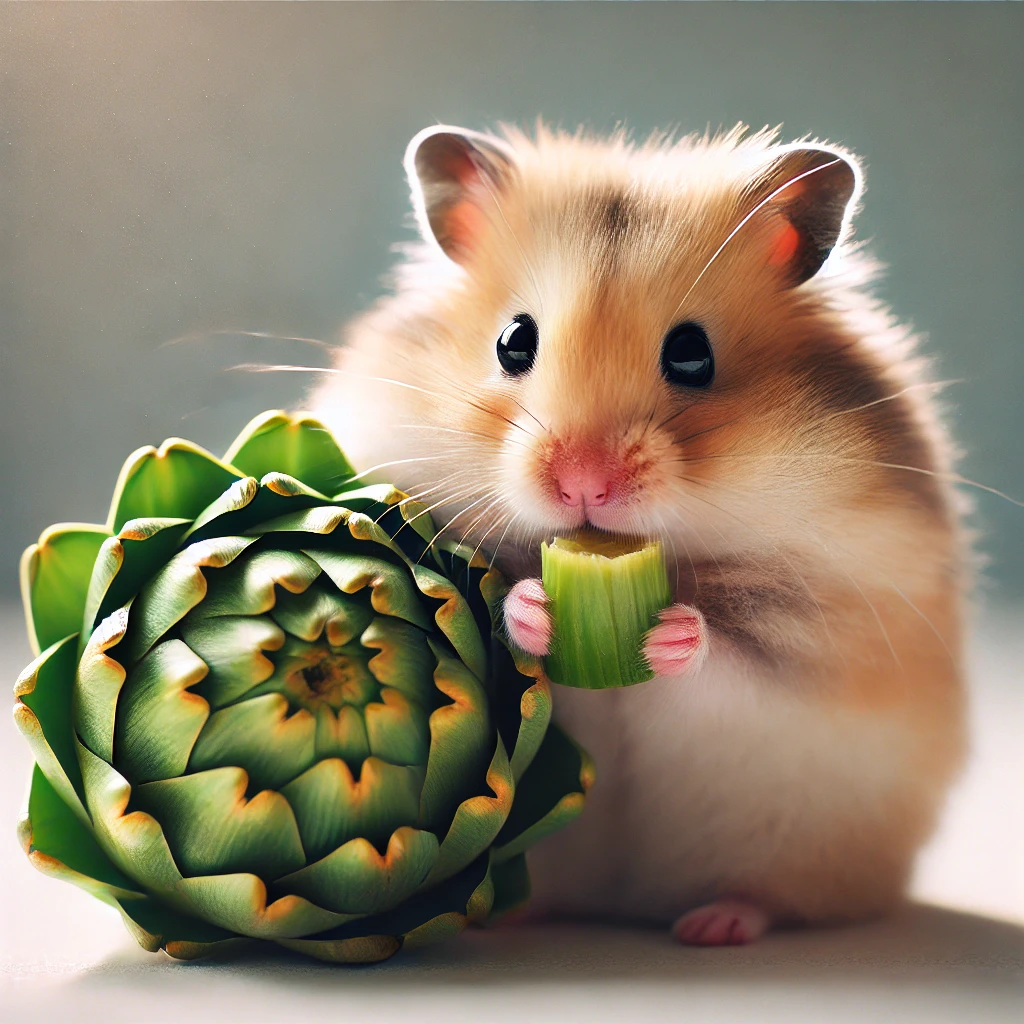 hamster eating Artichoke