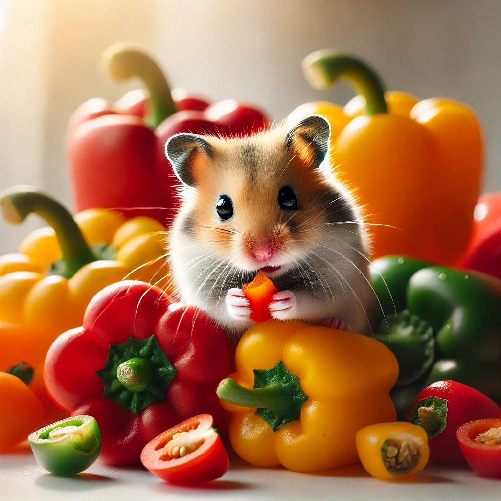 hamster eating Bell Peppers