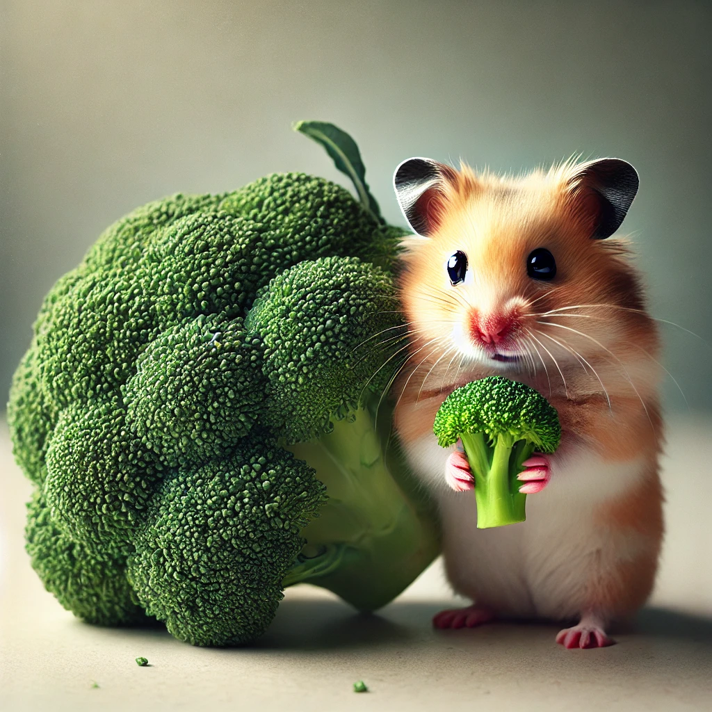 hamster eating Broccoli