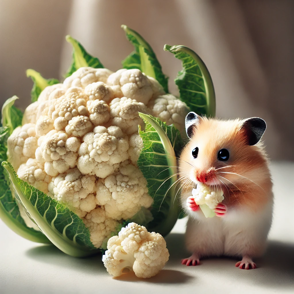 hamster eating Cauliflower