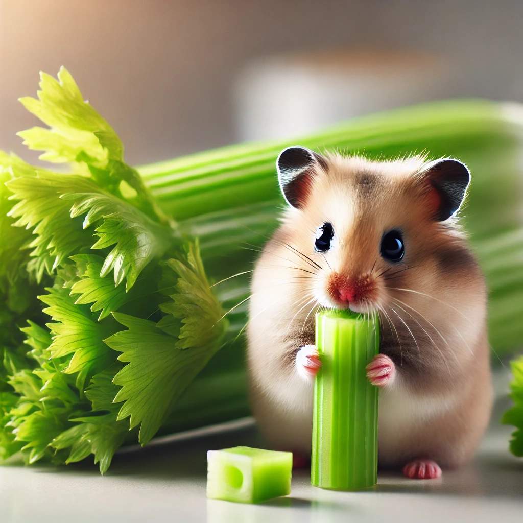 hamster eating Celery