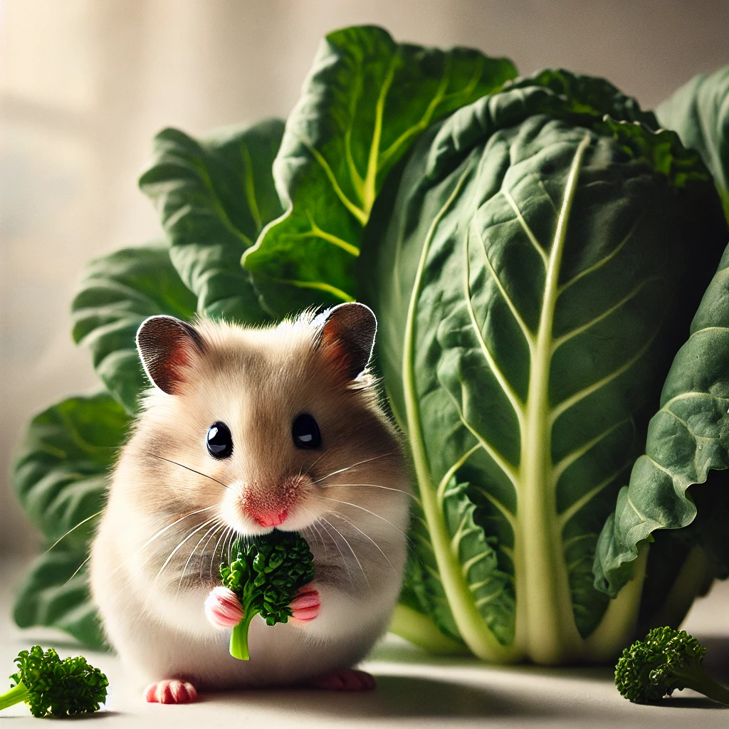 hamster eating Collard Greens