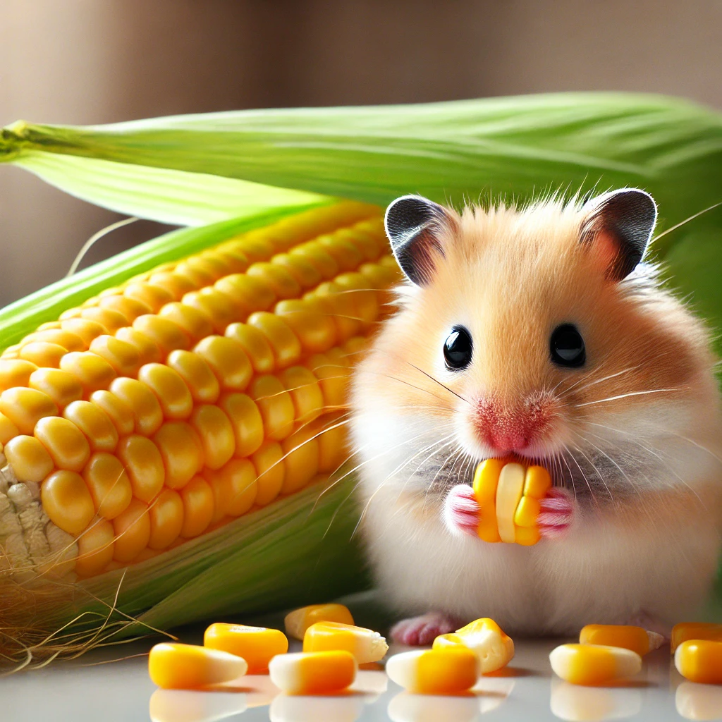 hamster eating Corn