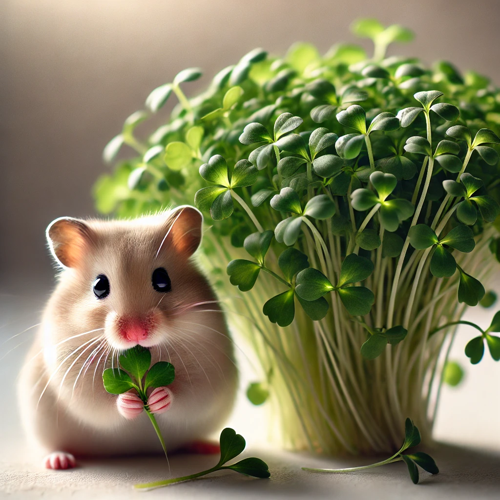 hamster eating Cress