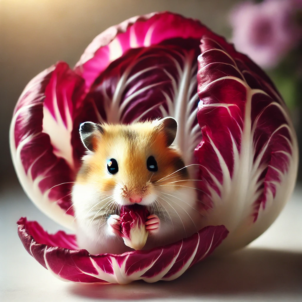 hamster eating Radicchio