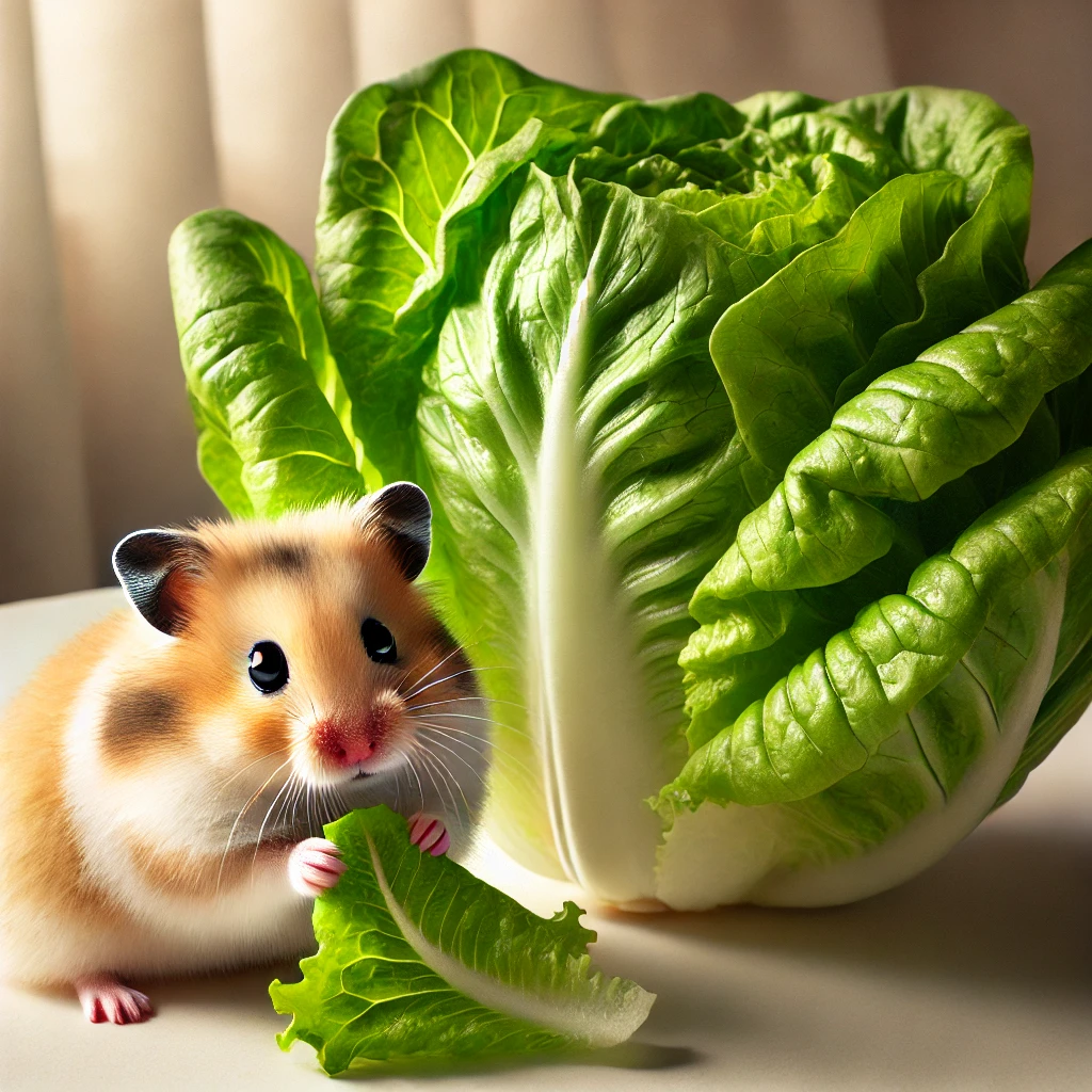hamster eating Romaine Lettuce