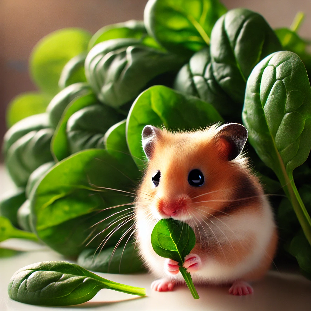 hamster eating Spinach