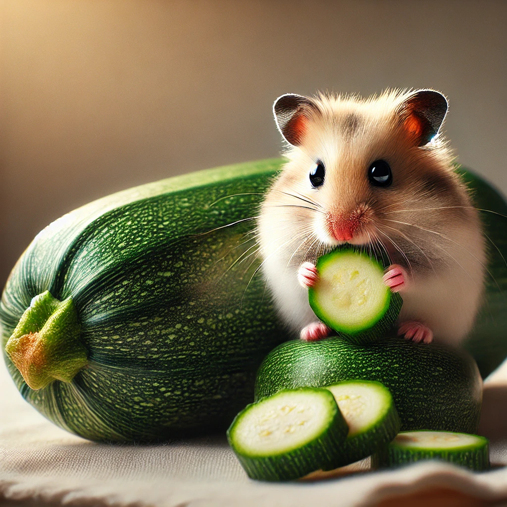 hamster eating Zucchini